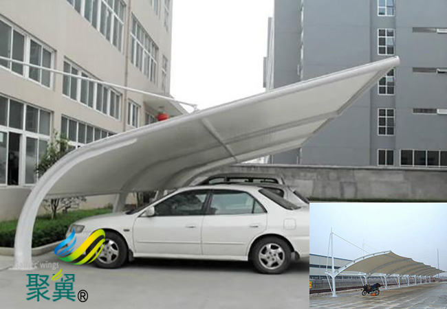 浙江汽車(chē)停車(chē)棚輕包人工安裝膜材壽命是多久？
