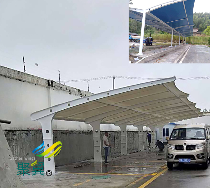 膜結構車棚汽車車棚雨天施工養(yǎng)護注意事項 